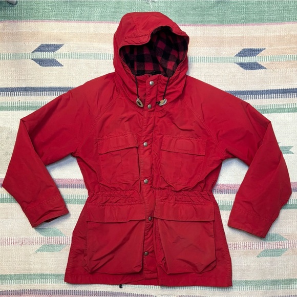 L.L. Bean Jackets & Blazers - L.L.Bean Vintage Red 80s Women's Medium Baxter State Parka Plaid Wool Lining Rad